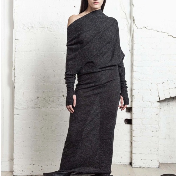 Nicholas K x Free People Rev Sweater M Gray Black Long Reversible Maxi Dress - Picture 11 of 15